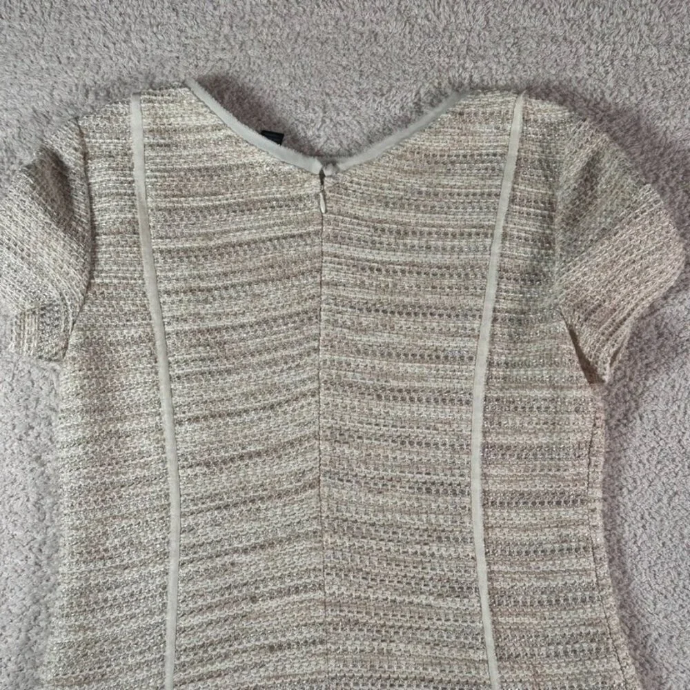 St John Womens Midi Dress Tweed Wool Blend Cream Sz 6 Made in USA Luxury Formal - Picture 6 of 12